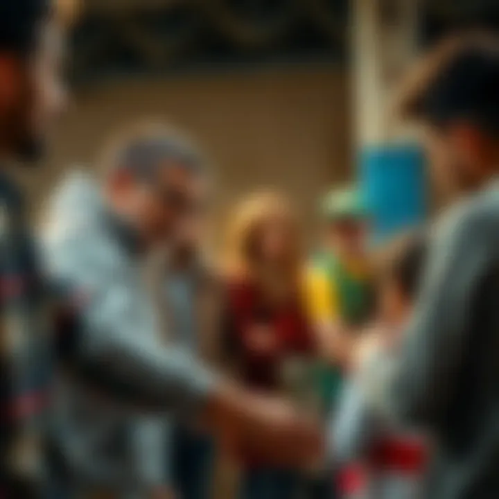 Engaging with the Community After a Lotto Win A group of diverse individuals engaging in a community project